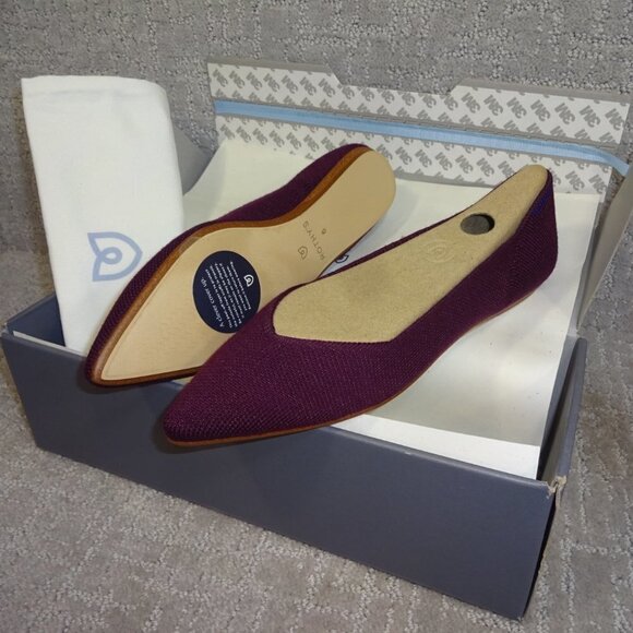 Rothy's The Merino Aubergine Purple Pointed Flat Shoes Women's Multiple Sizes - Picture 2 of 12